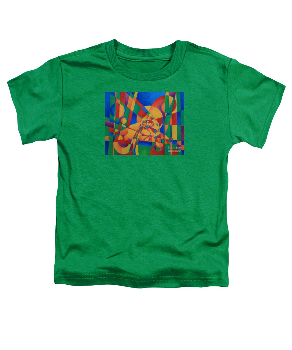 Primary Colors Toddler T-Shirt featuring the drawing Primary Cat III by Pamela Clements