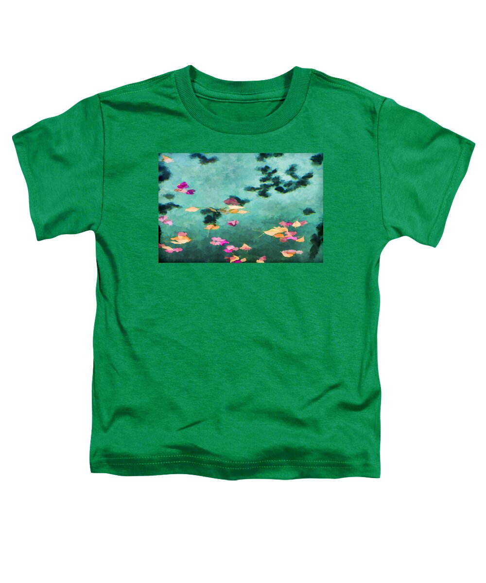 Swimming Pool Toddler T-Shirt featuring the photograph Swirling Leaves and Petals 6 by Scott Campbell