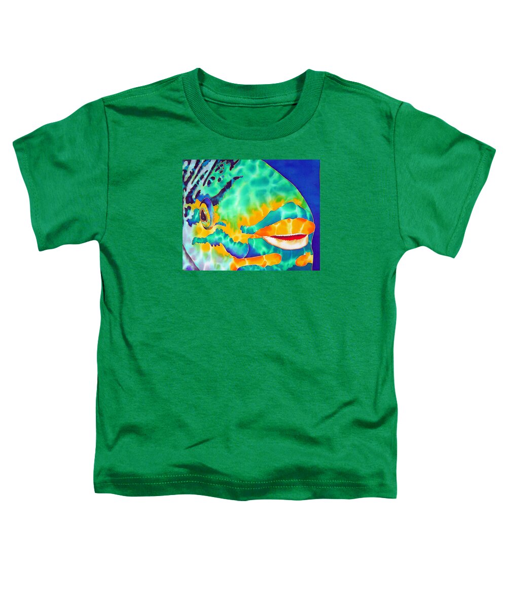 Diving Toddler T-Shirt featuring the painting Queen Parrotfish by Daniel Jean-Baptiste