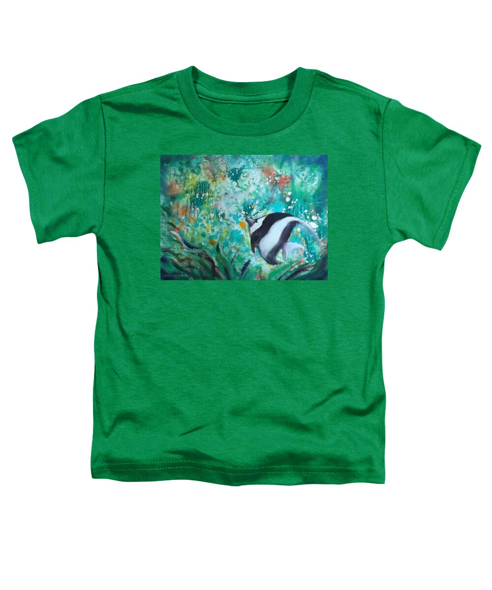 Angel Fish Toddler T-Shirt featuring the painting Tropical Fish by Gina De Gorna