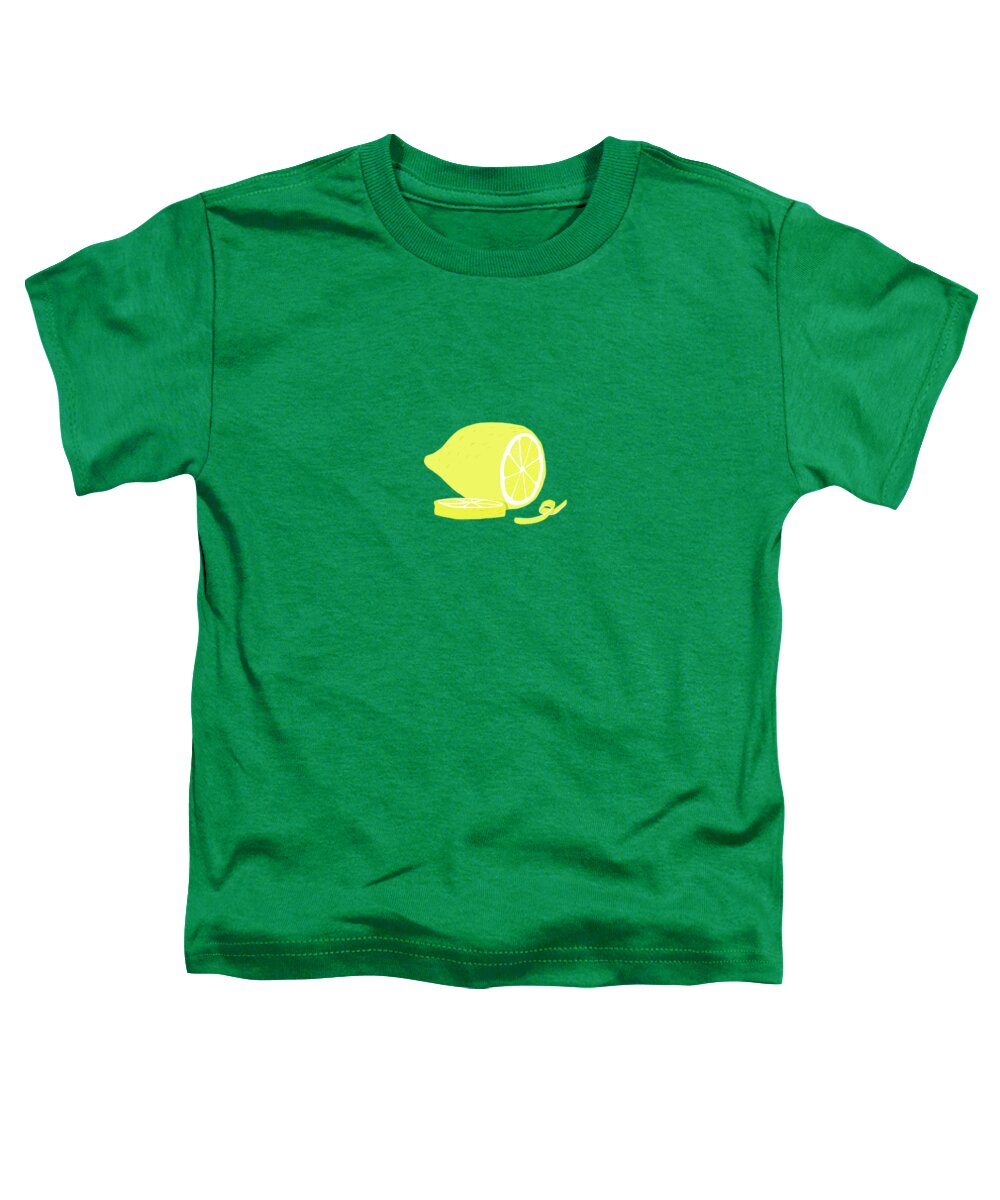 Lemon Toddler T-Shirt featuring the painting Big Lemon Flavor by Little Bunny Sunshine