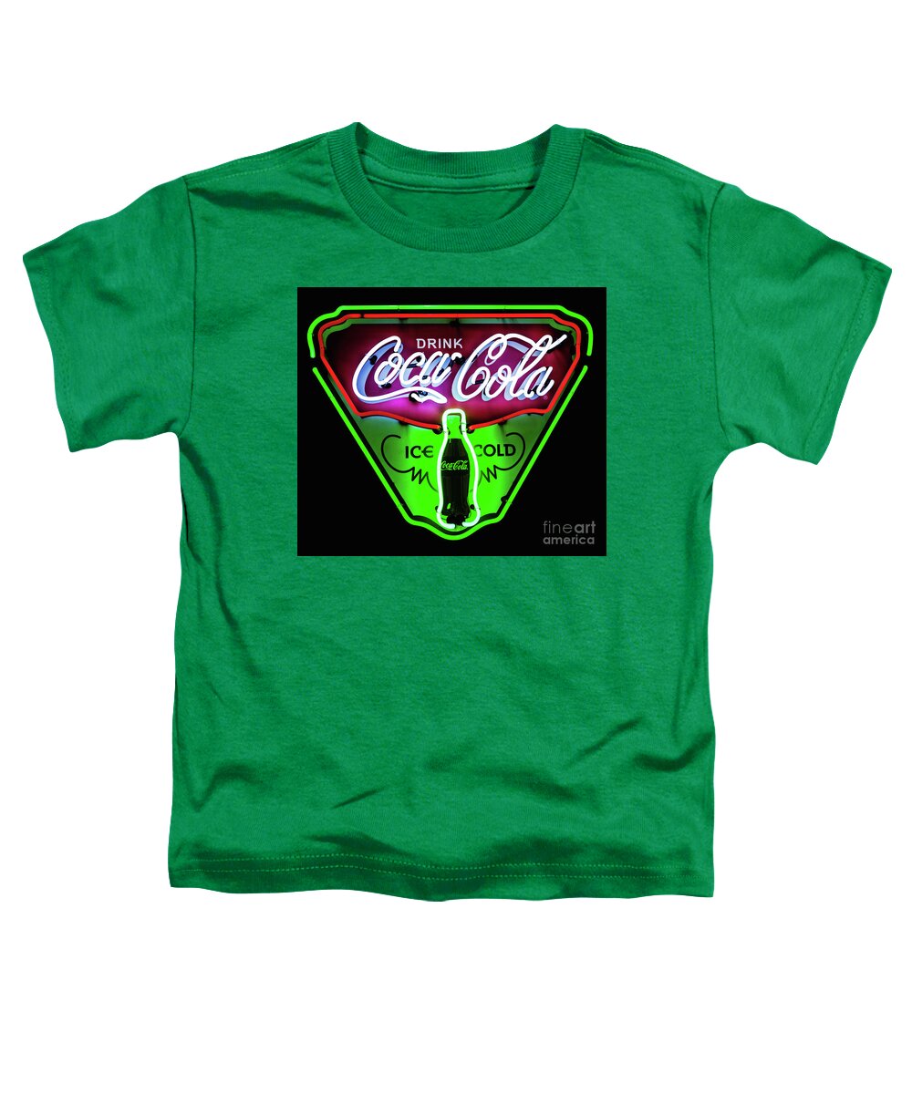 Vintage Neon Sign Toddler T-Shirt featuring the photograph Classic Coca-Cola Neon Sign by M G Whittingham