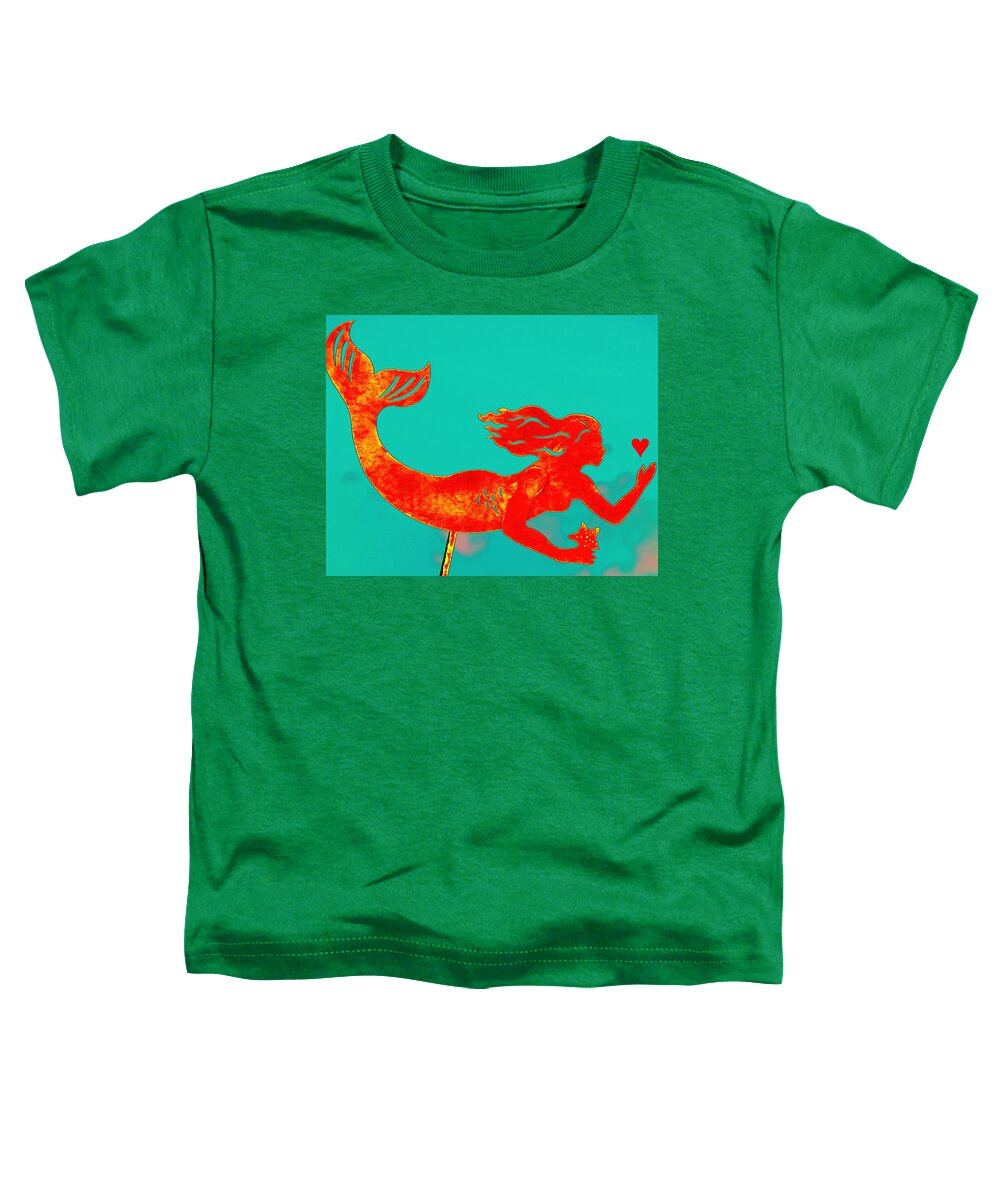 Mermaid Toddler T-Shirt featuring the digital art Crimson Mermaid by Larry Beat