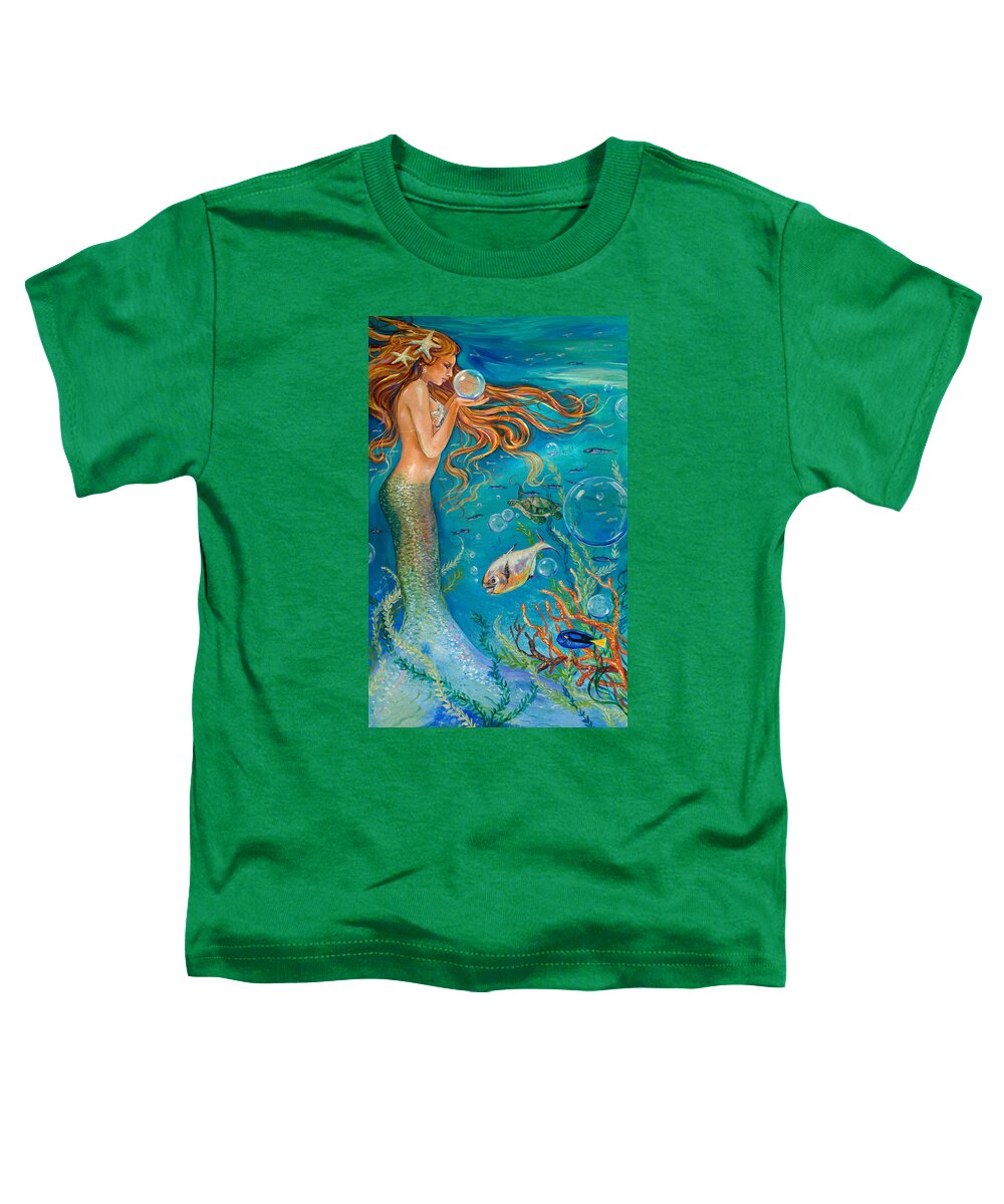 Mermaid Toddler T-Shirt featuring the painting Crystal Ball by Linda Olsen
