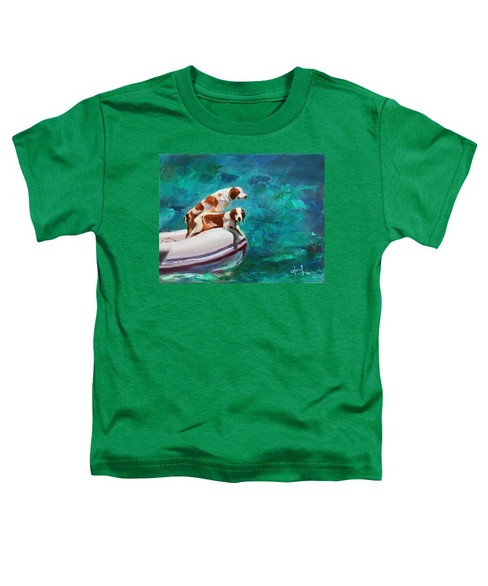 Hope Town Toddler T-Shirt featuring the painting Doggy Boat Ride by Josef Kelly