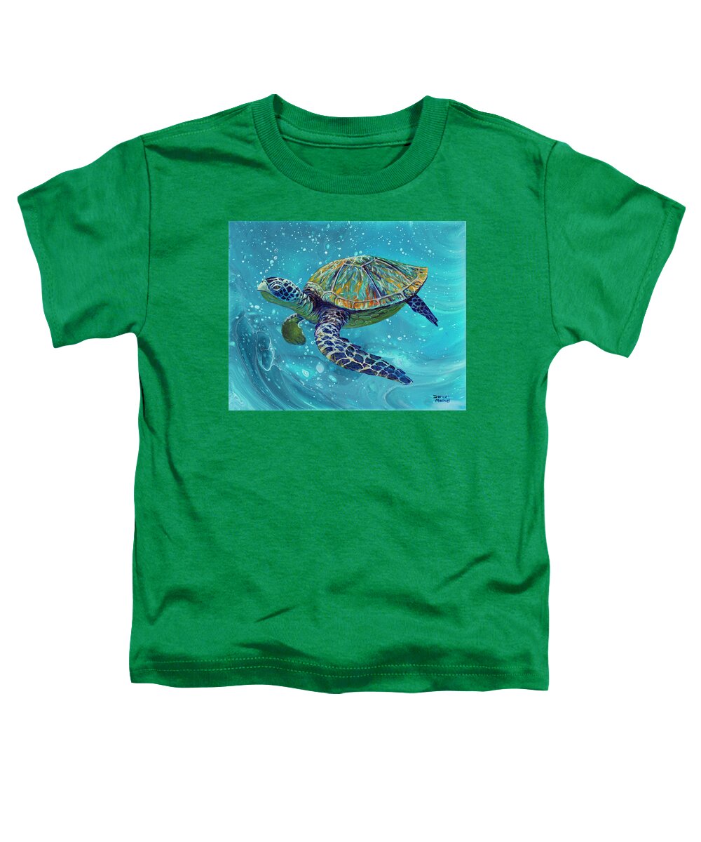 Sea Turtle Toddler T-Shirt featuring the painting Free Spirit by Darice Machel McGuire
