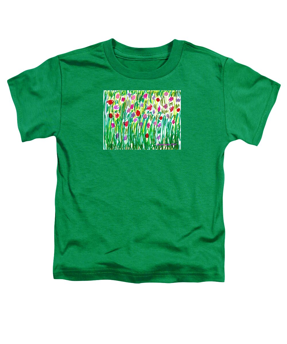 Doodle Art Toddler T-Shirt featuring the drawing Garden of Flowers by Susan Schanerman