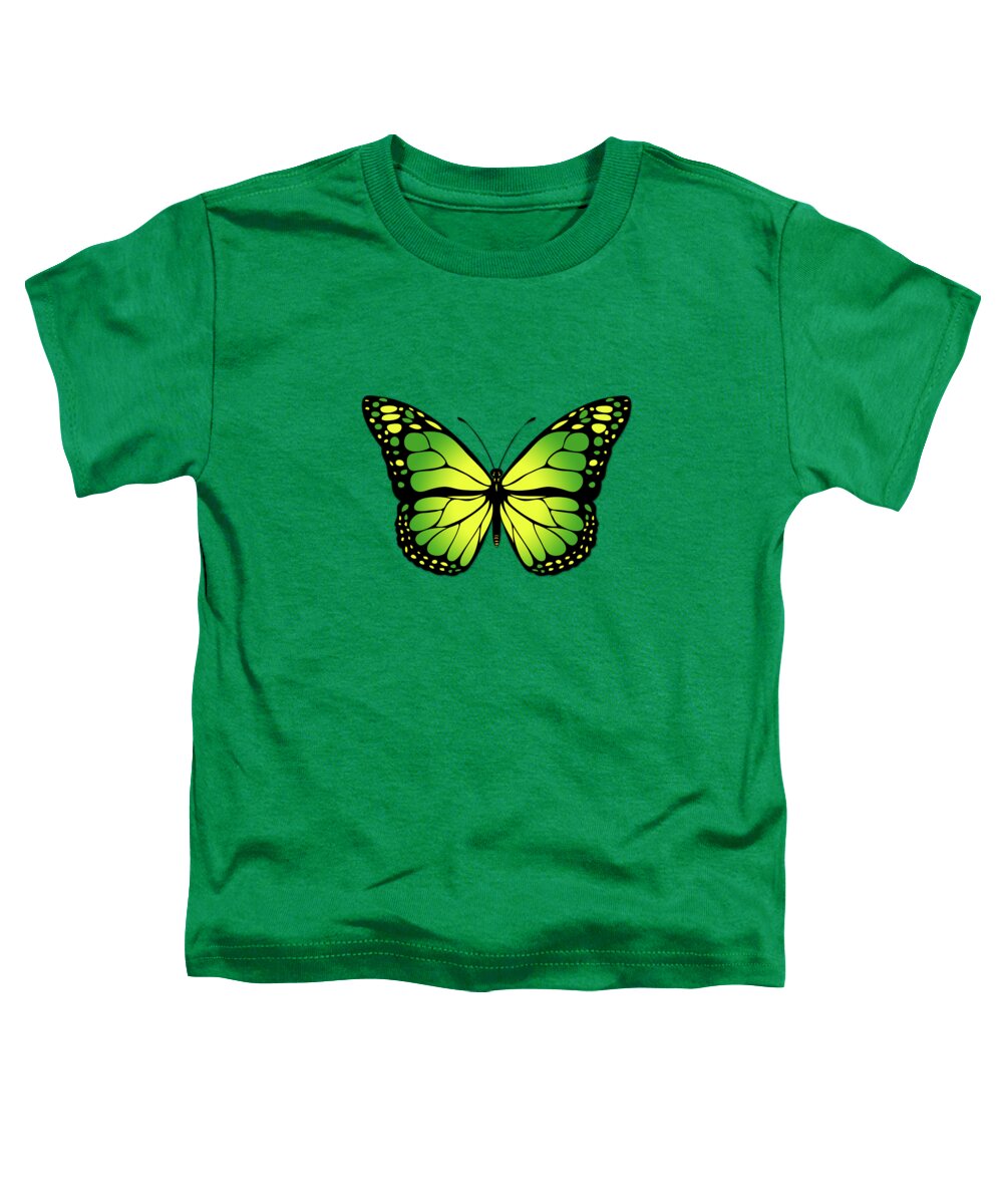 Butterfly Toddler T-Shirt featuring the digital art Green butterfly by Gaspar Avila