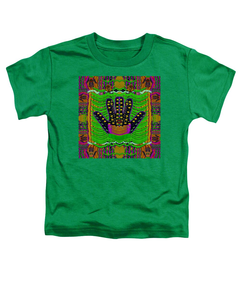 Hamsa Toddler T-Shirt featuring the mixed media Hamsa hands for good luck by Pepita Selles