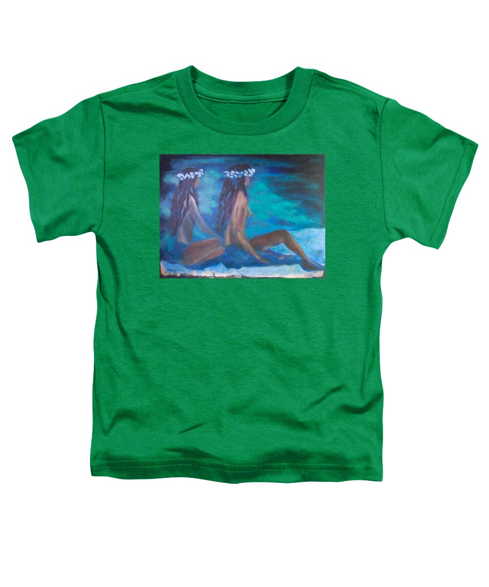Hawaiian Girls Toddler T-Shirt featuring the painting Le Hawaiane by Enrico Garff