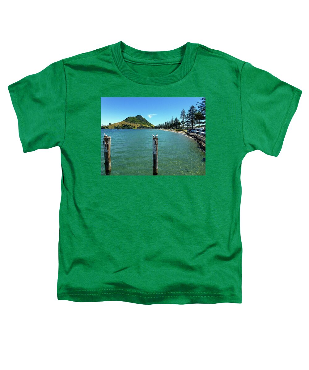Pilot Bay Toddler T-Shirt featuring the photograph Pilot Bay Beach 1 - Mt Maunganui Tauranga New Zealand by Selena Boron