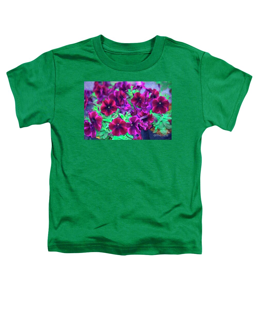 Purple Petunias Toddler T-Shirt featuring the digital art Purple Petunias by Donna L Munro