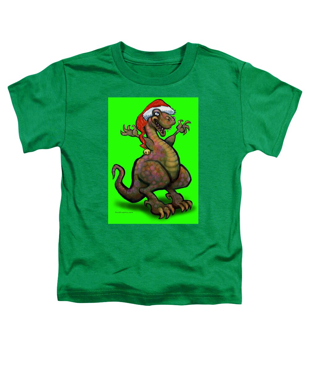 Santa Toddler T-Shirt featuring the digital art Santa Saurus Rex by Kevin Middleton