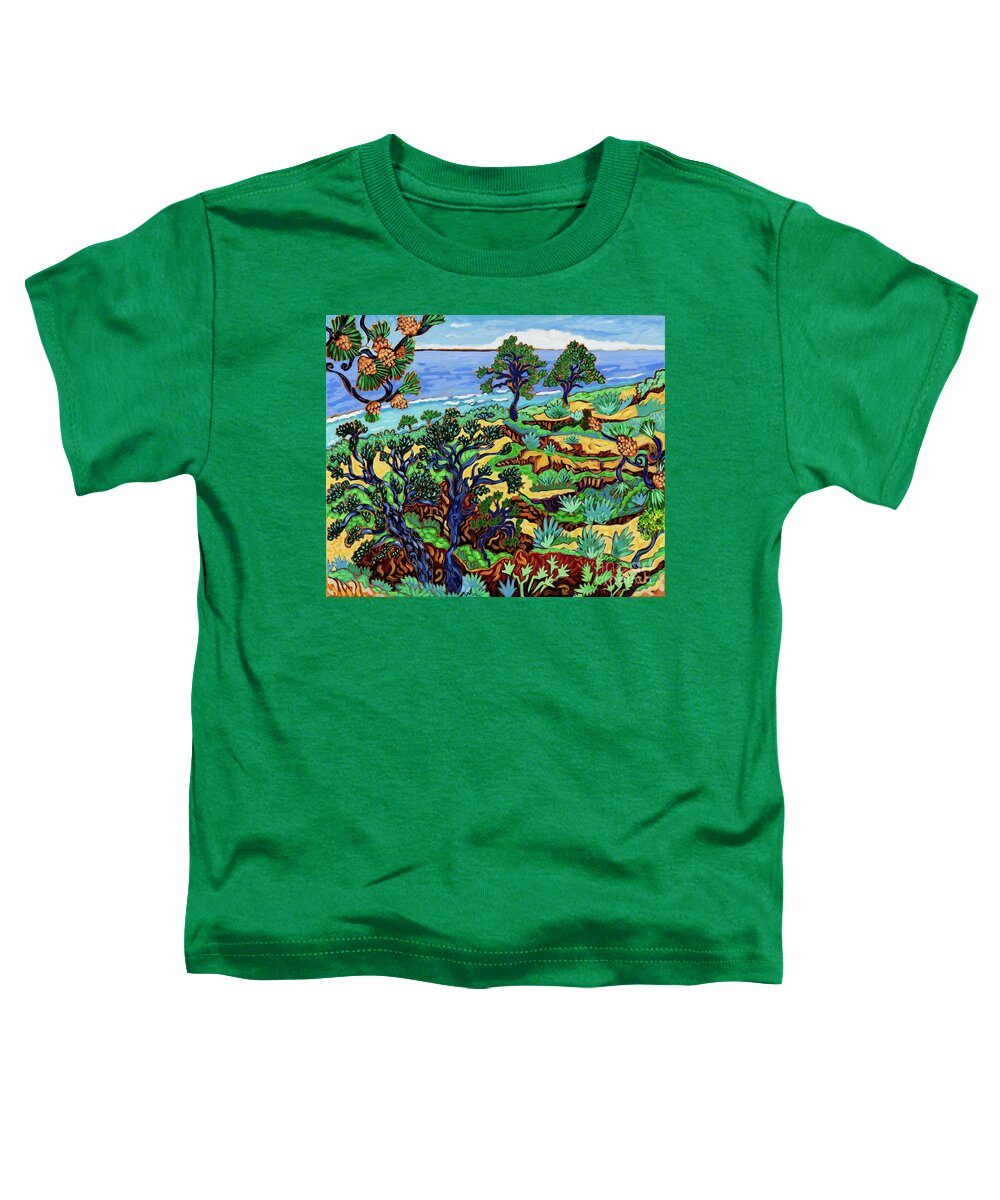 Torrey Pines Toddler T-Shirt featuring the painting Torrey Pines Overlook by Cathy Carey