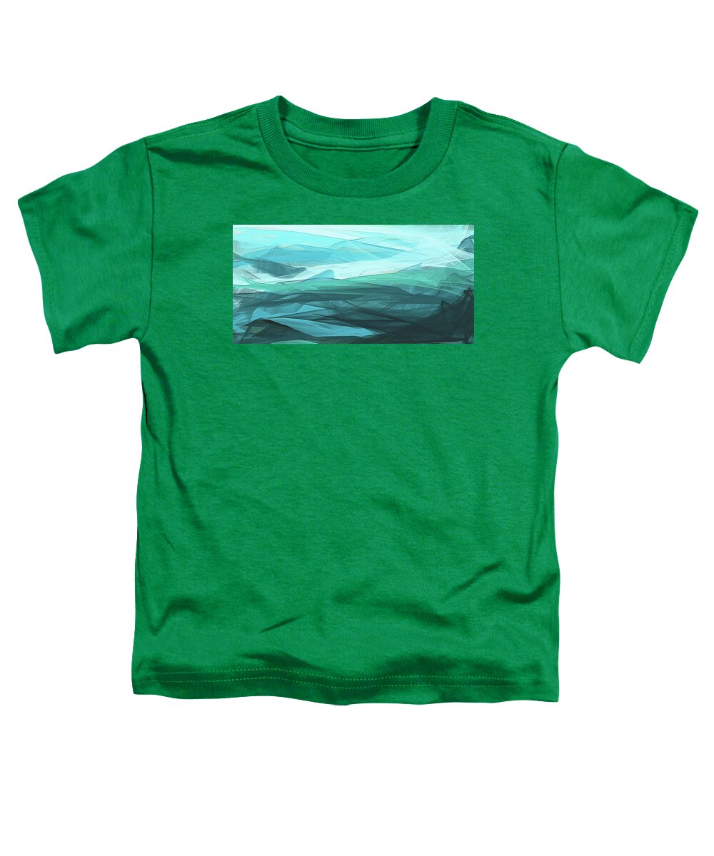 Blue Toddler T-Shirt featuring the painting Turquoise And Gray Modern Abstract by Lourry Legarde