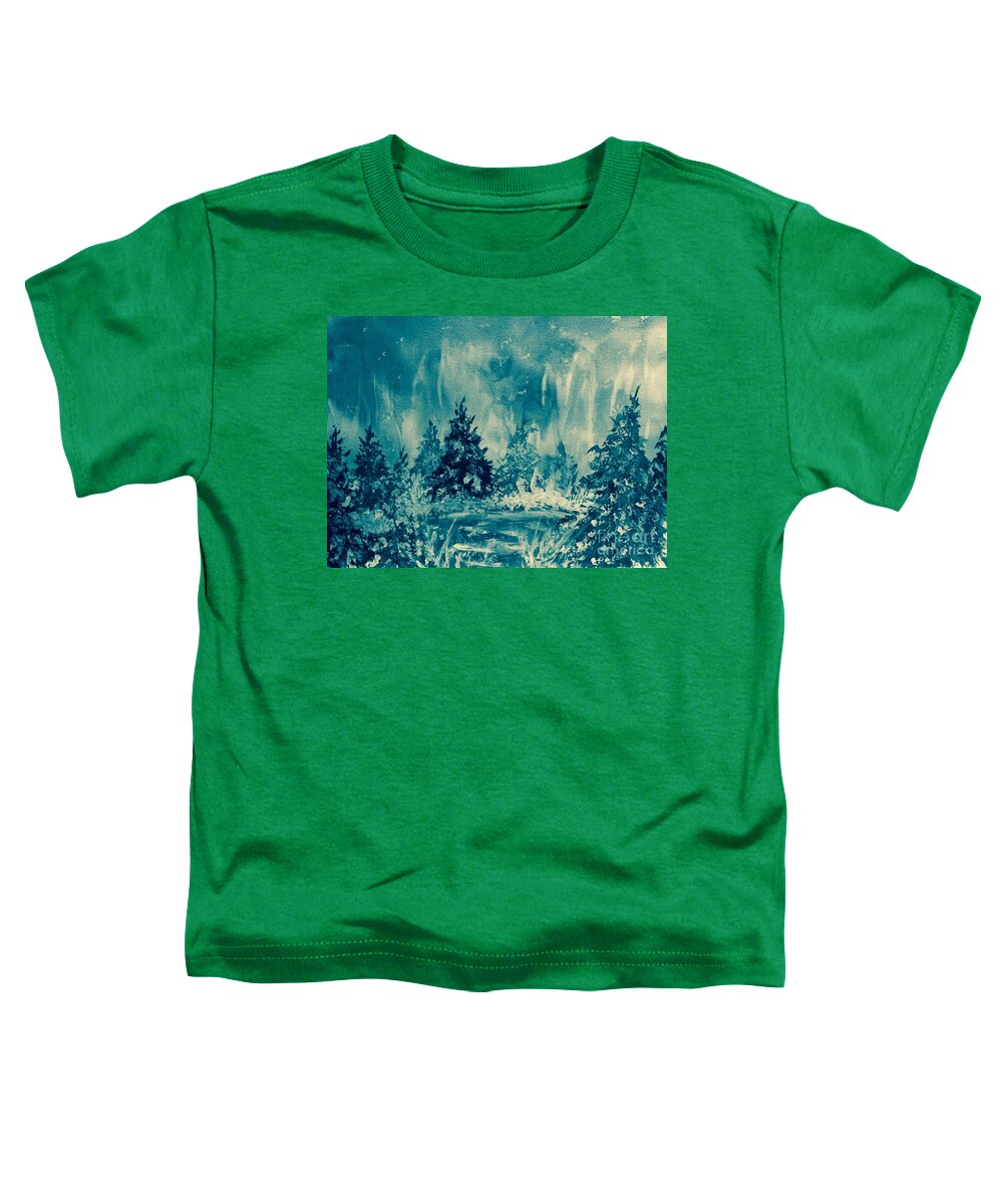 Winter Landscape Toddler T-Shirt featuring the painting Winter Blues by Ellen Levinson