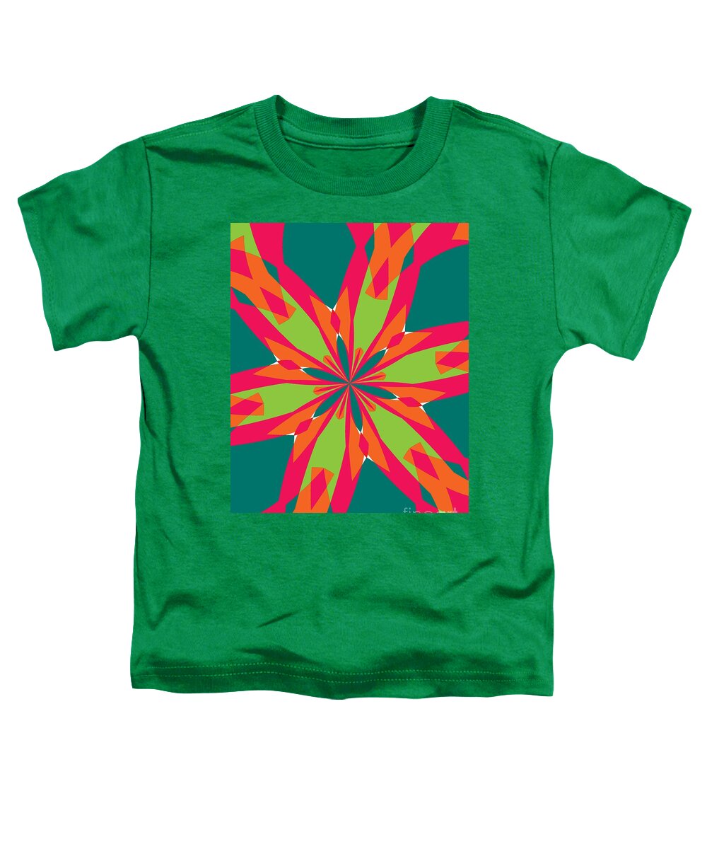 Green Toddler T-Shirt featuring the mixed media Flowers number 21 by Alex Caminker