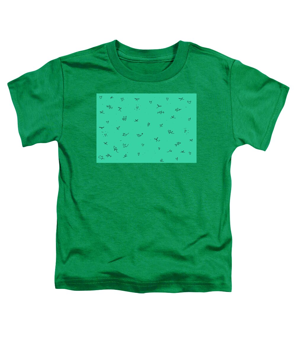 Mint Green Toddler T-Shirt featuring the drawing Mint Hearts by Ashley Rice