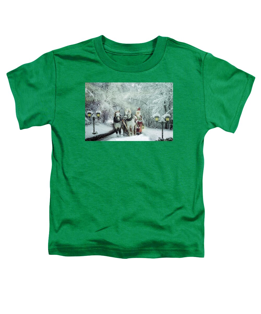 Christmas Toddler T-Shirt featuring the digital art Snowy Old Saint Nick by Debra and Dave Vanderlaan