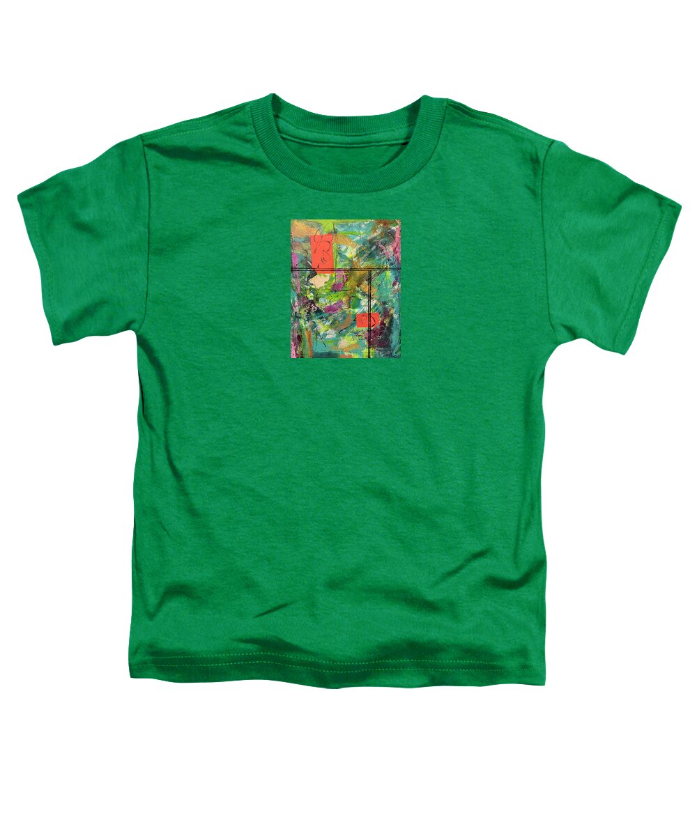 Abstract Toddler T-Shirt featuring the mixed media Twos Company by Laura Jaffe