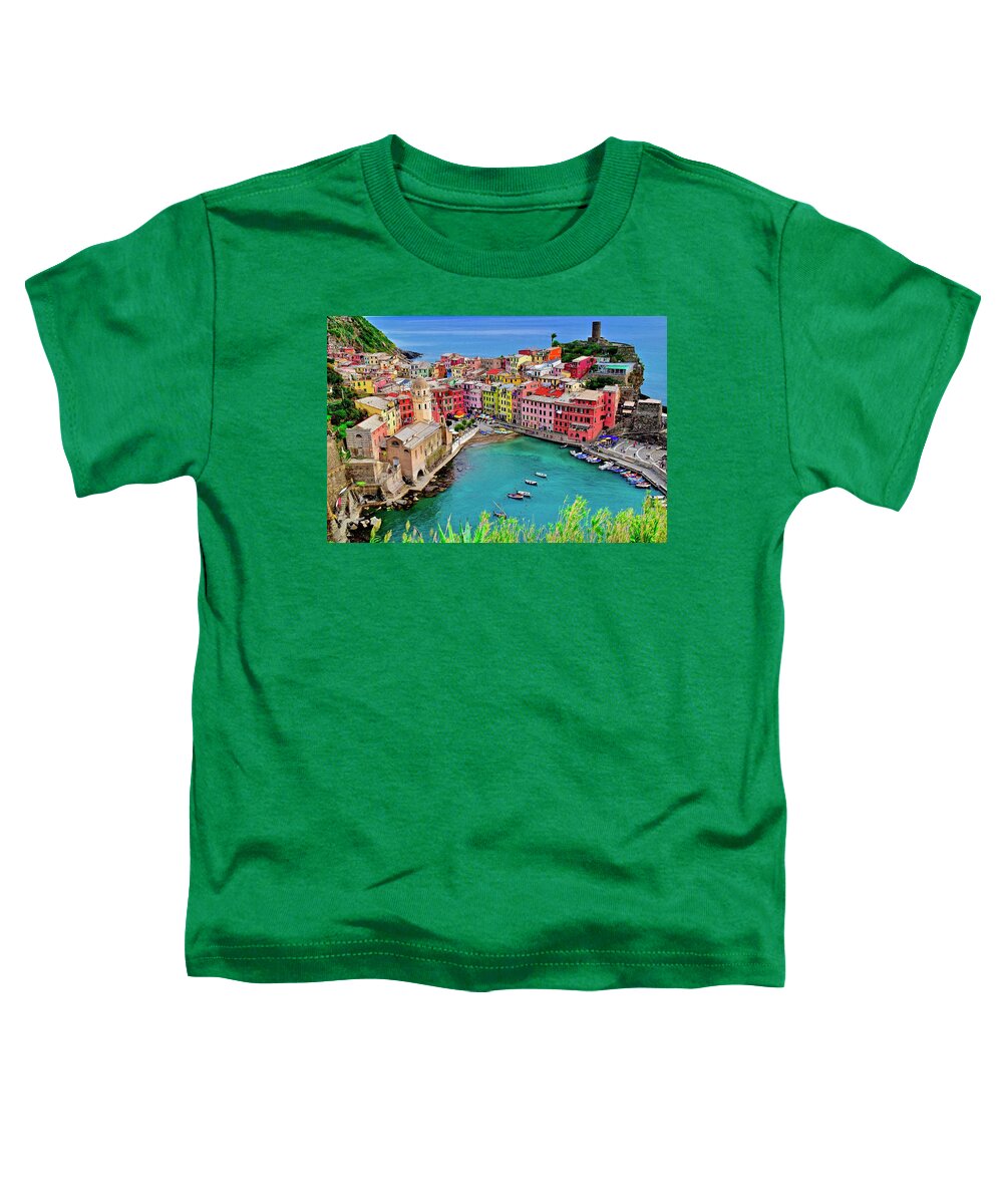 Vernazza Toddler T-Shirt featuring the photograph Vernazza Alight by Frozen in Time Fine Art Photography