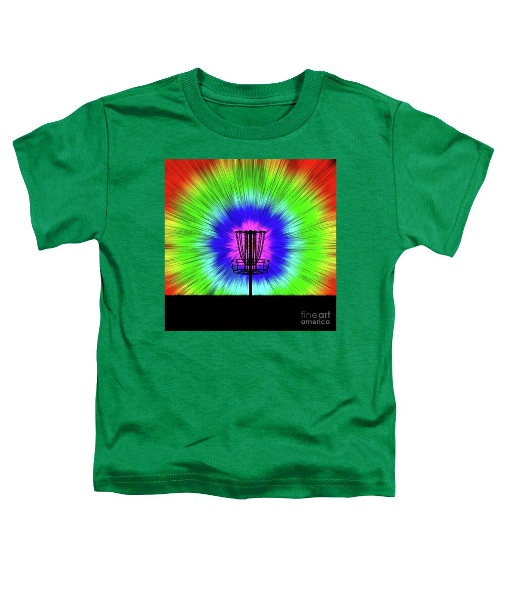 Disc Golf Toddler T-Shirt featuring the digital art Tie Dye Disc Golf Basket #1 by Phil Perkins