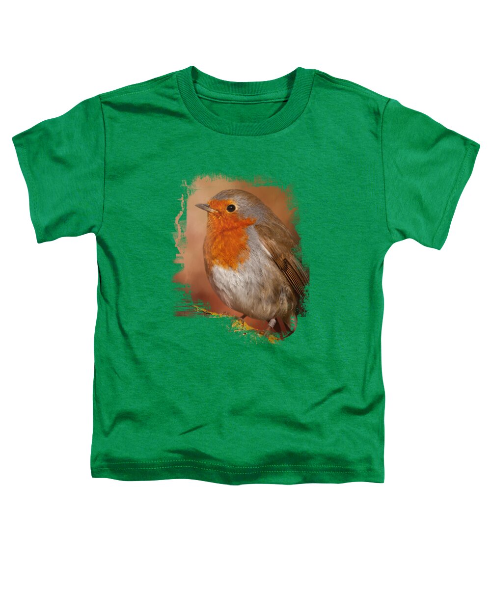 Robin Toddler T-Shirt featuring the mixed media Pretty European Robin #2 by Elisabeth Lucas