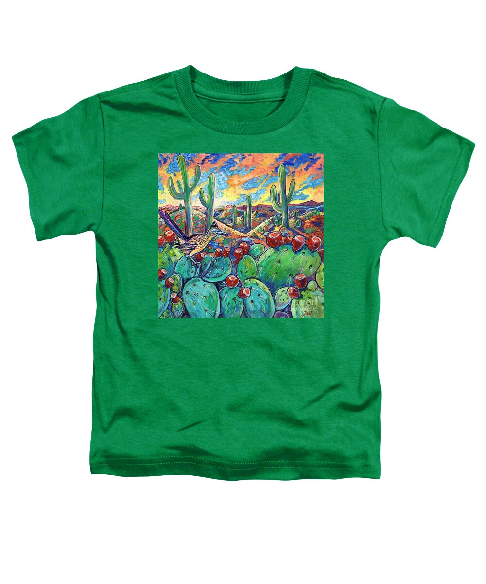 Roadrunner Toddler T-Shirt featuring the painting Arizona Roadrunner by Jenn Cunningham