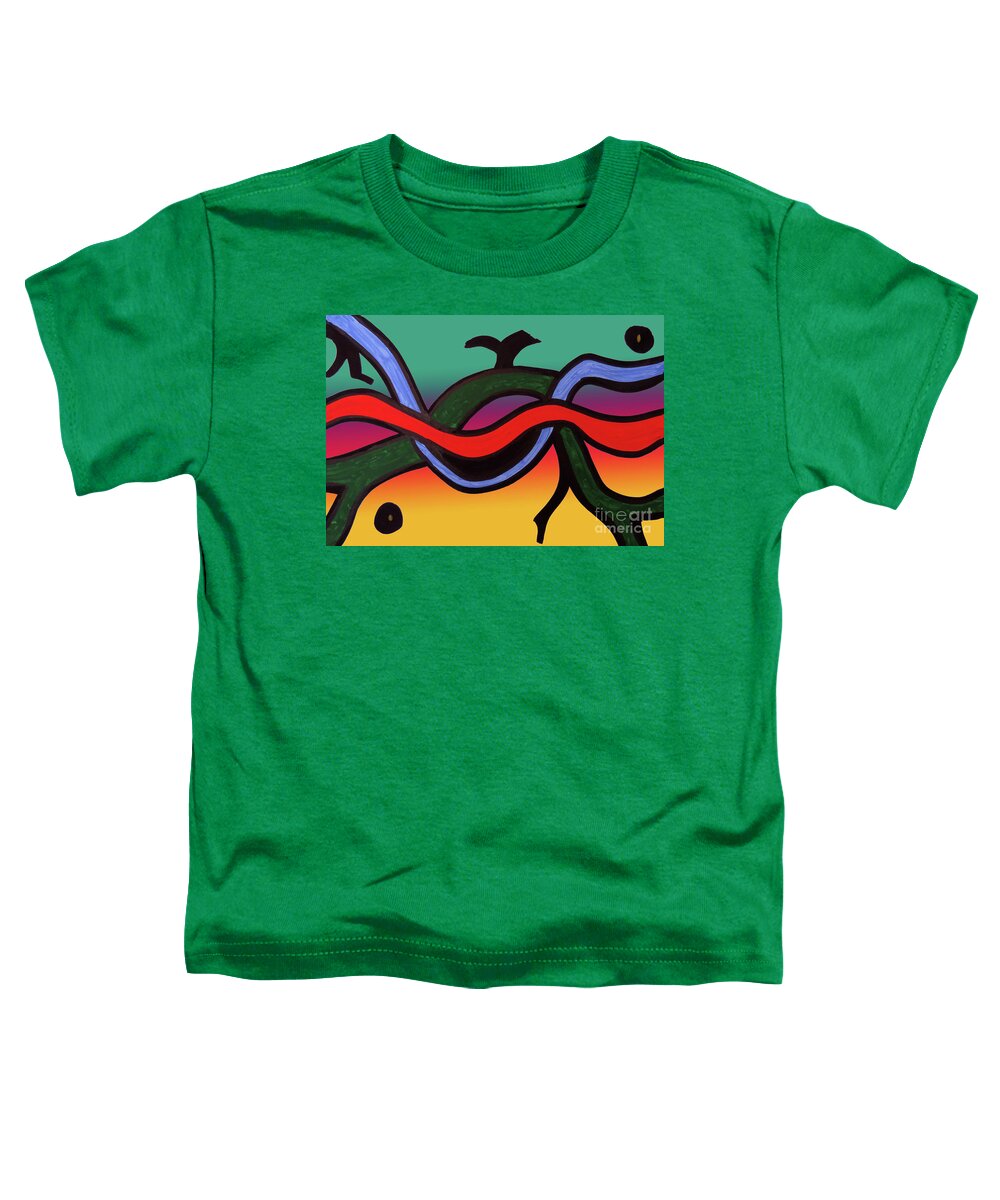 Abstract Toddler T-Shirt featuring the mixed media Directional by Mary Mikawoz
