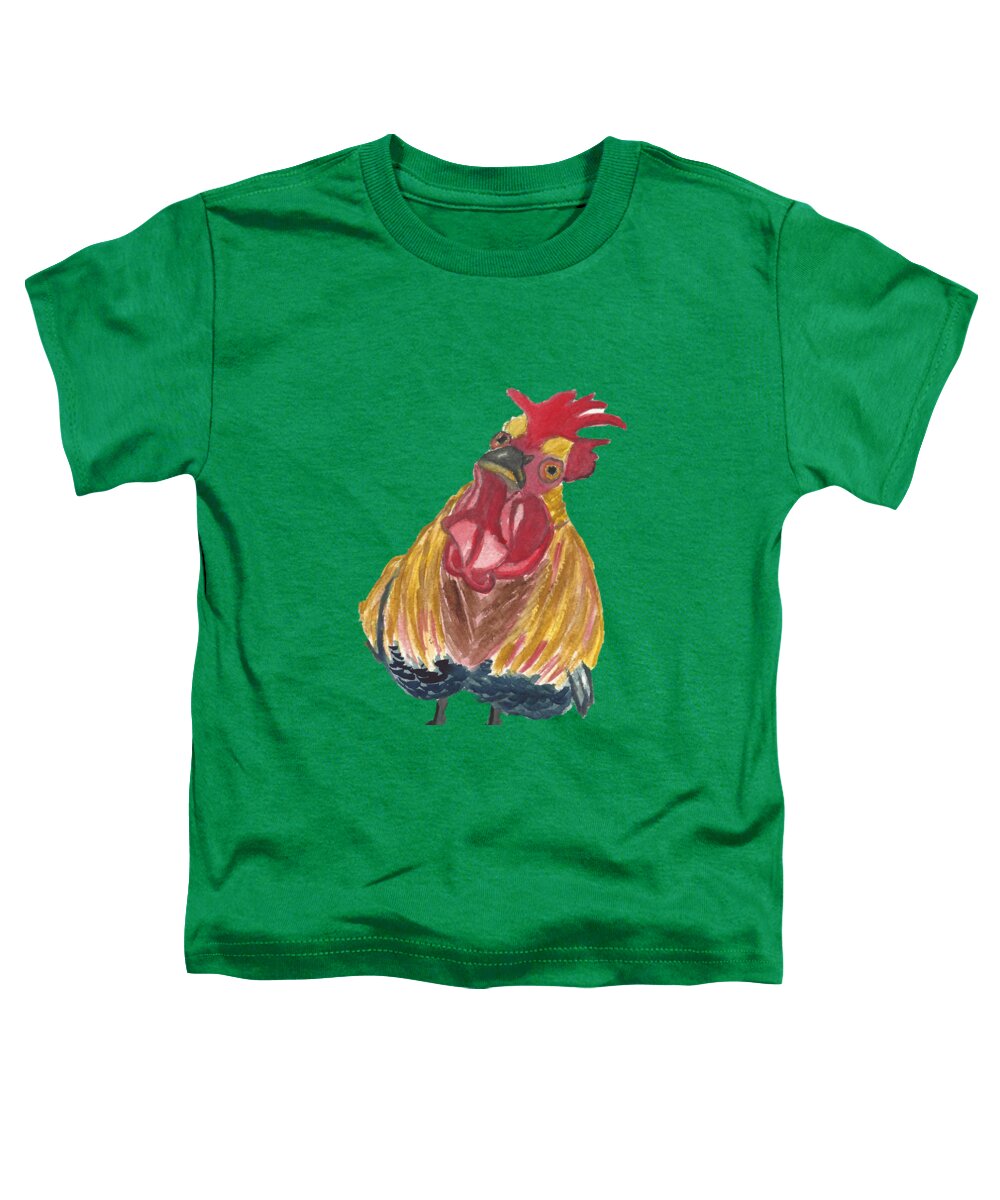 Chicken Toddler T-Shirt featuring the painting Franklin the Rooster Funny Chicken Design by Ali Baucom