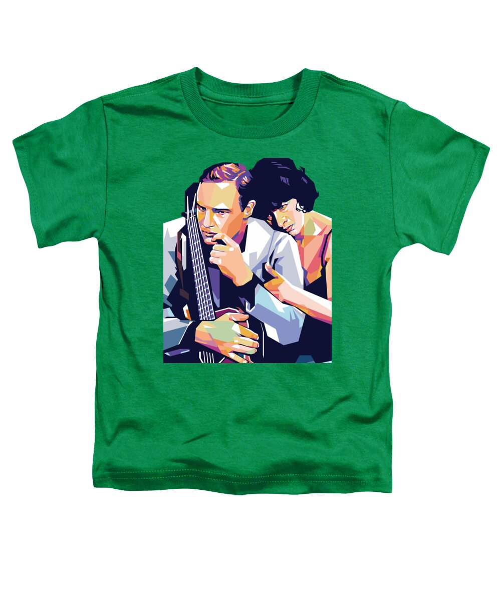 Marlon Brando Toddler T-Shirt featuring the digital art Marlon Brando and Anna Magnani by Movie World Posters