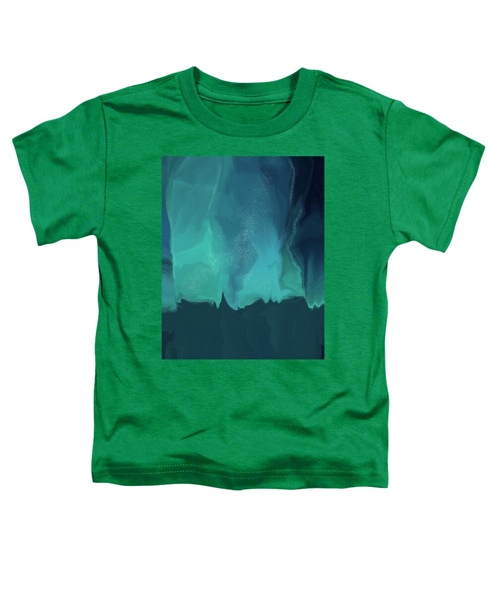 Northern Lights Toddler T-Shirt featuring the digital art Northern Lights Abstract - 4 - Blue - Contemporary Painting by Studio Grafiikka