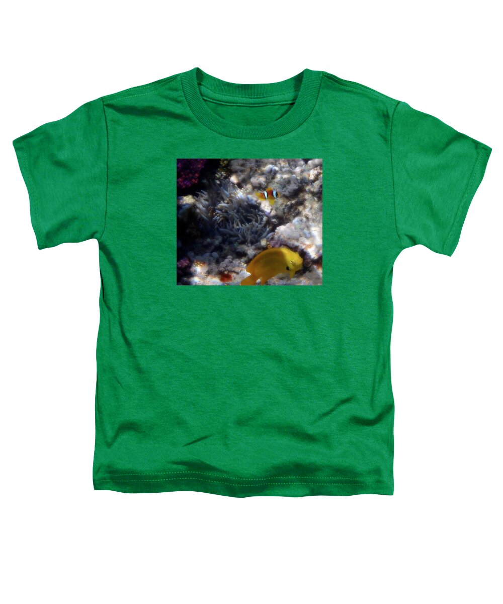 Clownfish Toddler T-Shirt featuring the photograph Yellow Damsel And Red Sea Clownfish by Johanna Hurmerinta