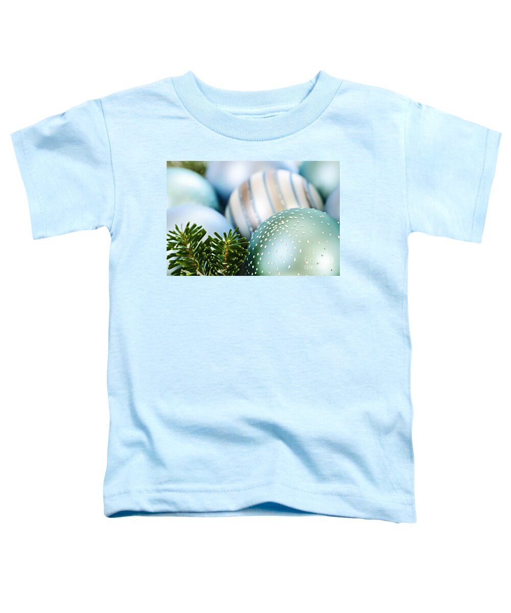 Christmas Toddler T-Shirt featuring the photograph Blue Christmas ornaments 2 by Elena Elisseeva