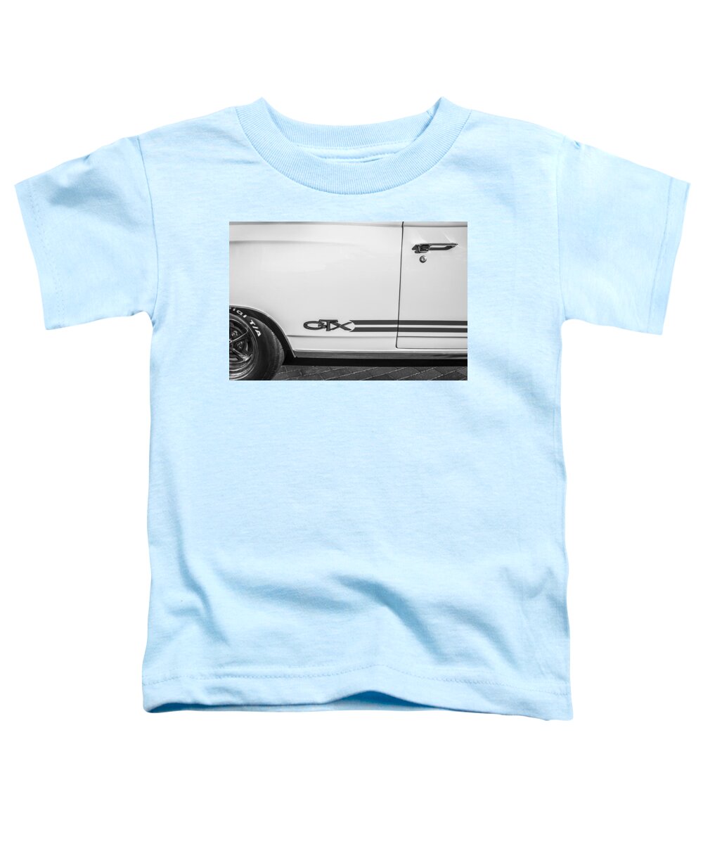 1968 Plymouth Toddler T-Shirt featuring the photograph 1968 Plymouth Road Runner GTX 440 BW by Rich Franco