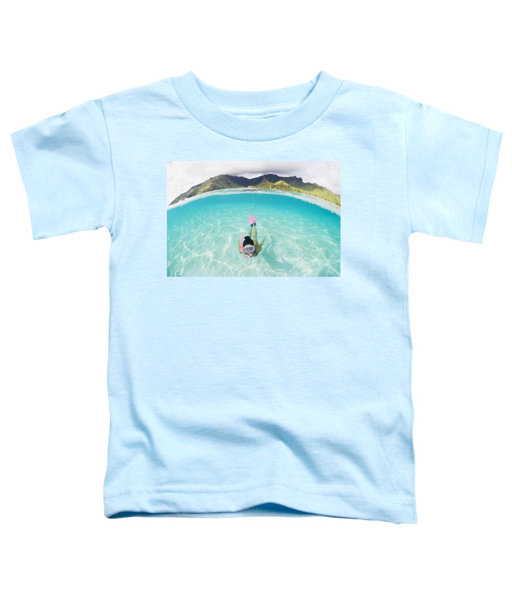 Amaze Toddler T-Shirt featuring the photograph Woman free diving #2 by M Swiet Productions