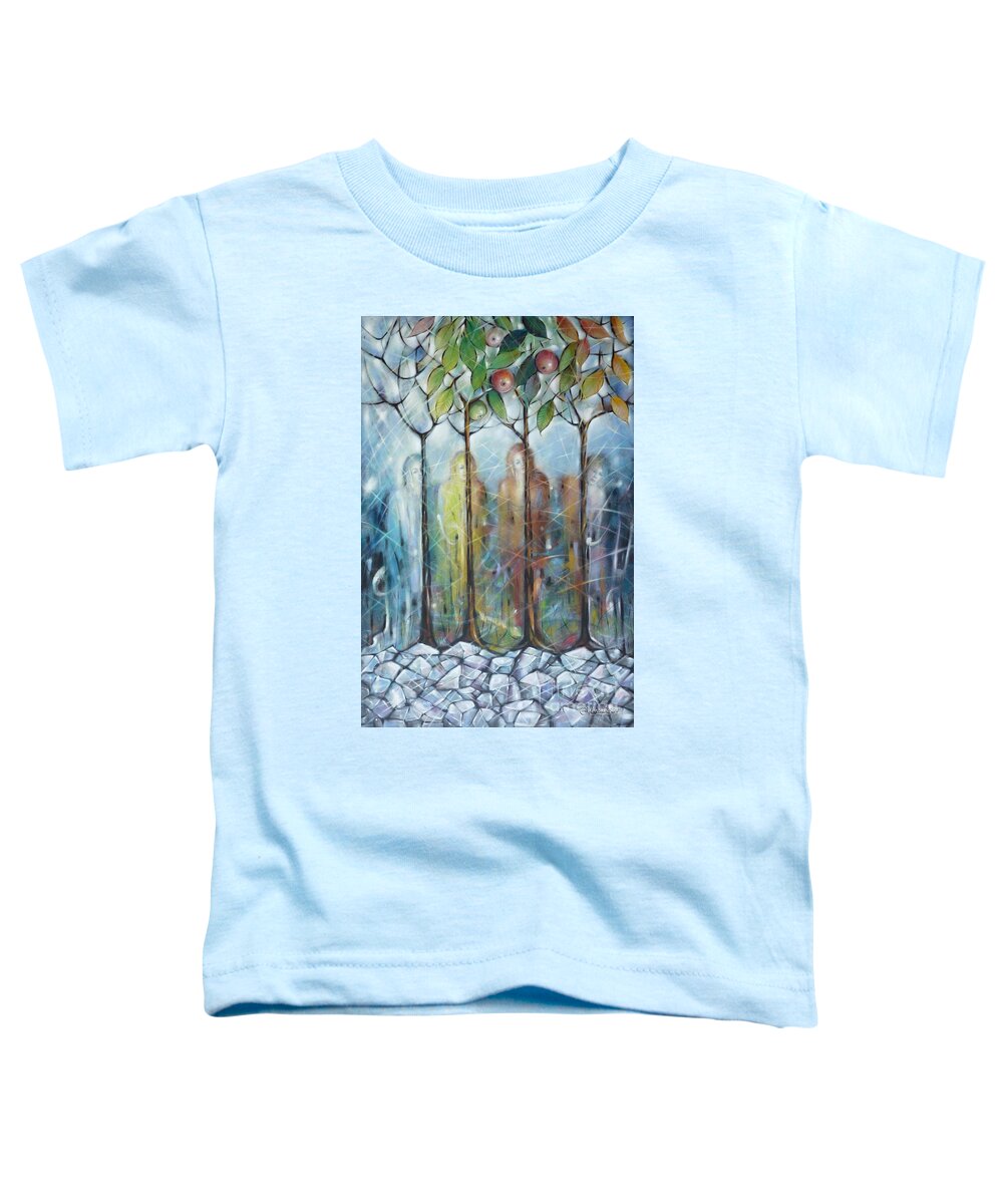 Winter Toddler T-Shirt featuring the painting 4 Seasons On Ice 061110 by Selena Boron