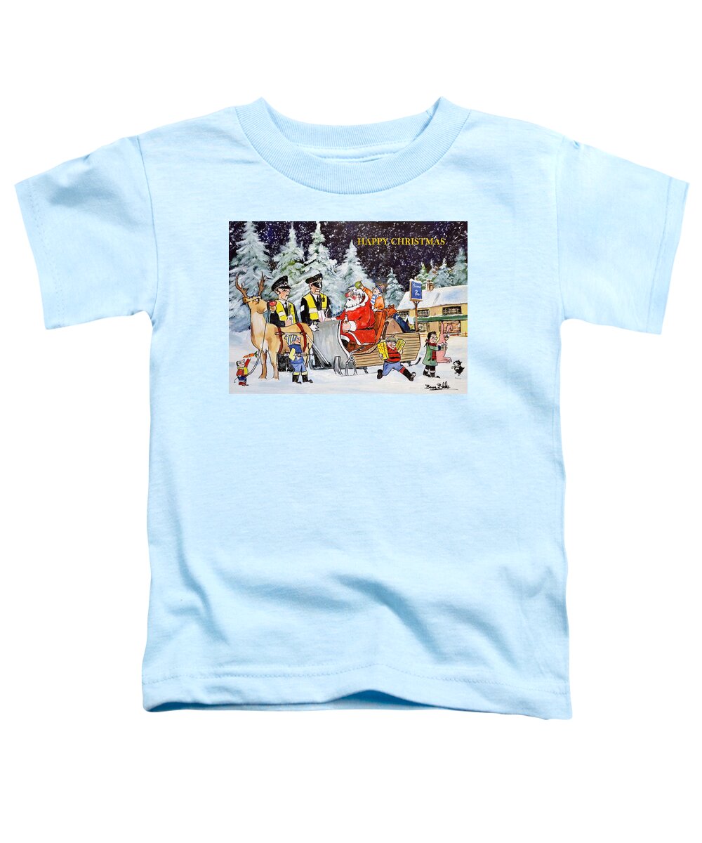 Christmas Card Toddler T-Shirt featuring the painting A Happy Christmas by Barry BLAKE