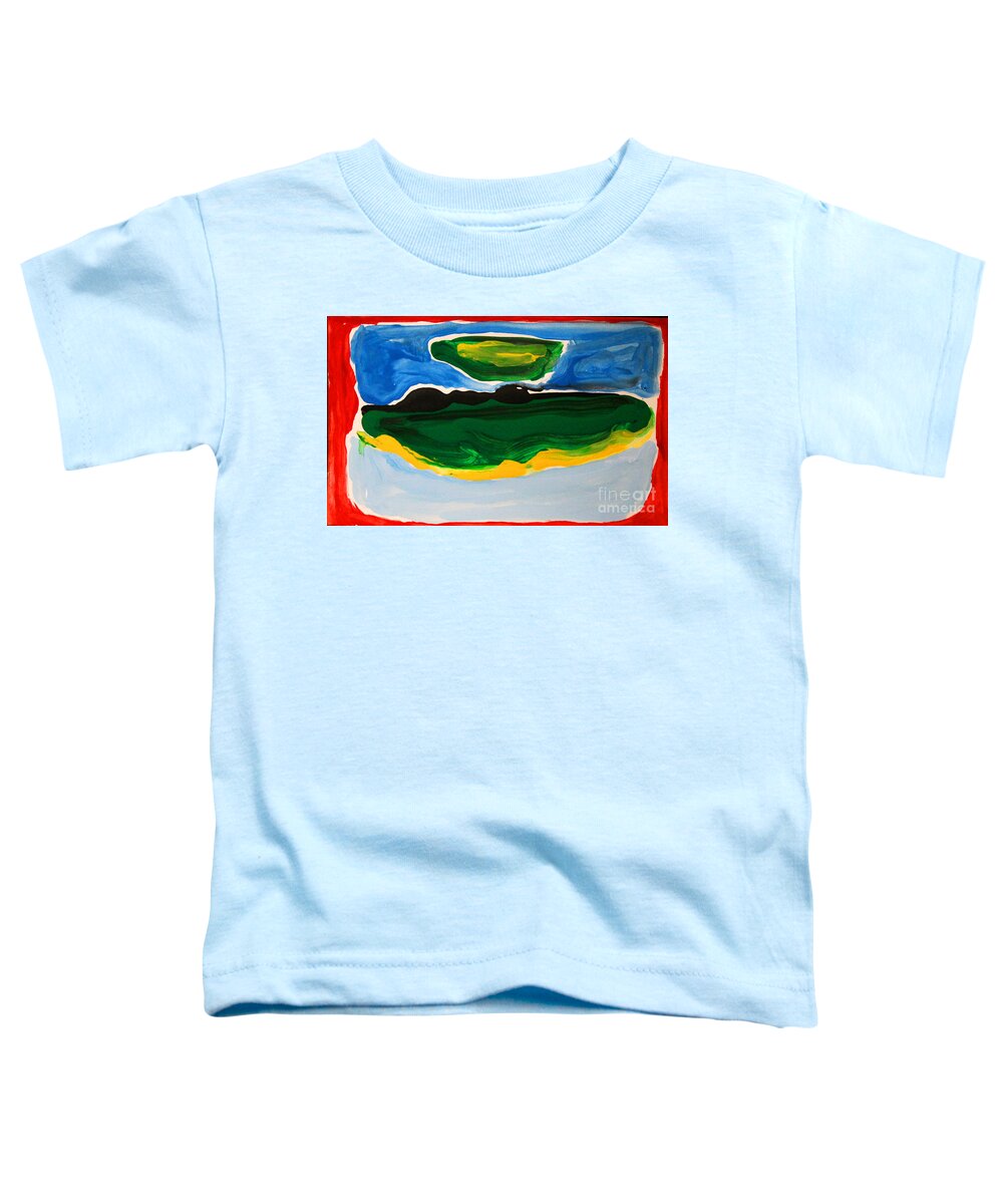 Red Toddler T-Shirt featuring the painting A pea and a pod by Anne Cameron Cutri