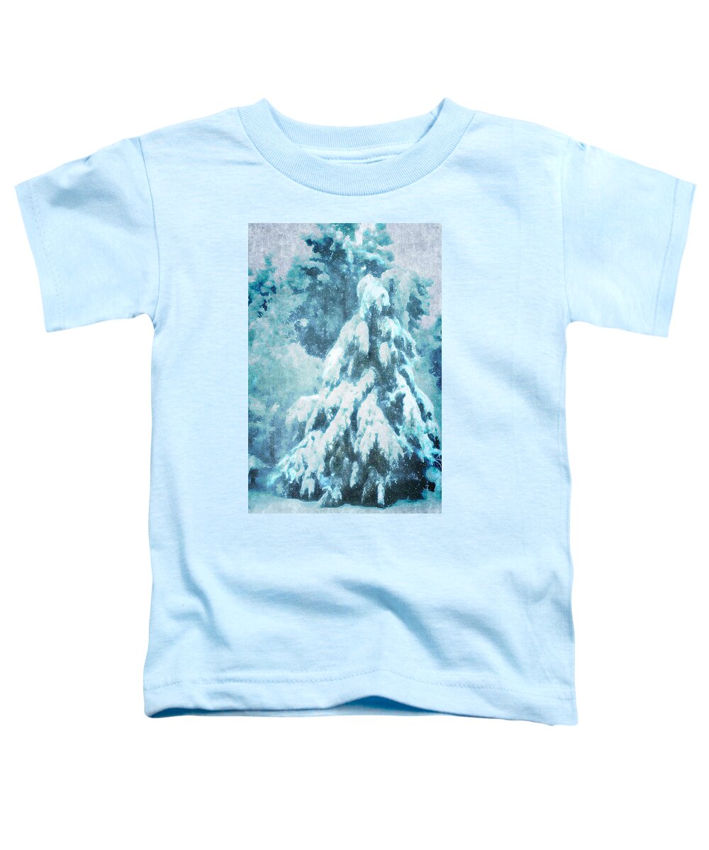 Soft Winter Scenes Toddler T-Shirt featuring the digital art A Snow Tree by Pamela Smale Williams
