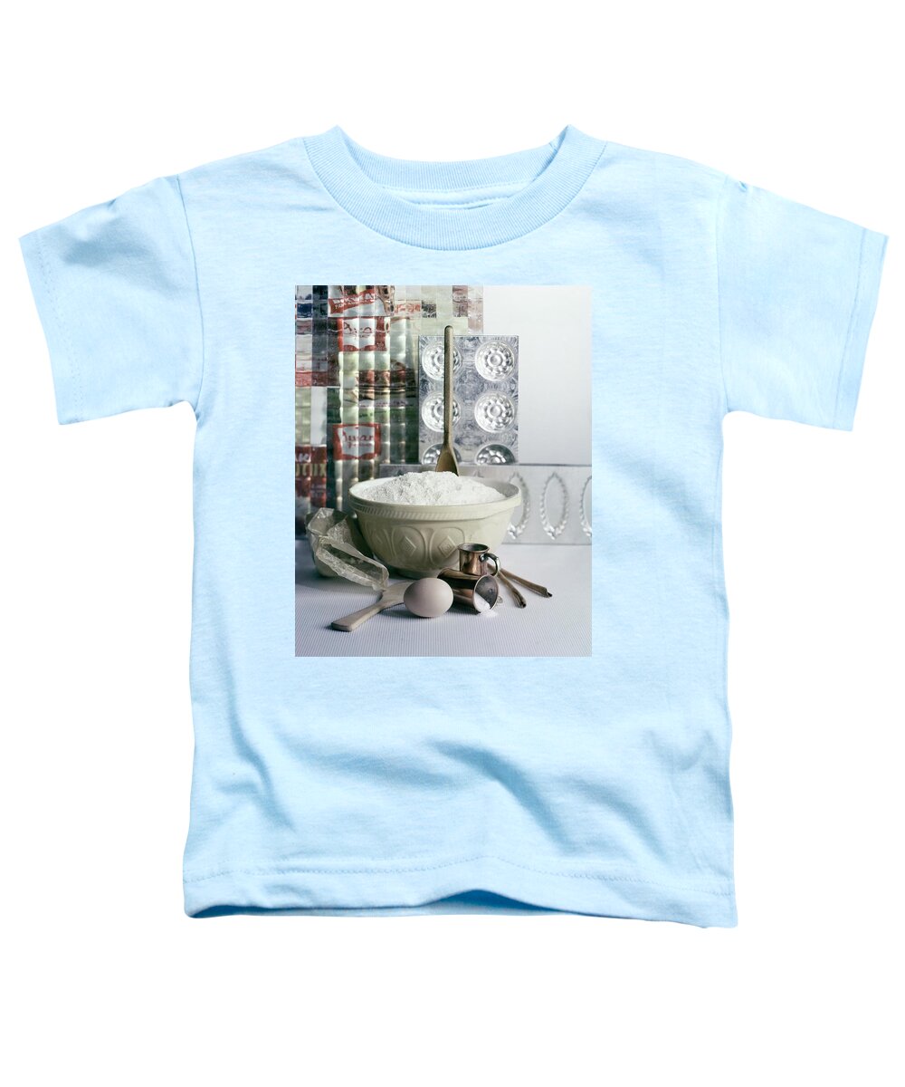 Nobody Toddler T-Shirt featuring the photograph A Wooden Spoon In A Bowl Of Flour by Richard Jeffery