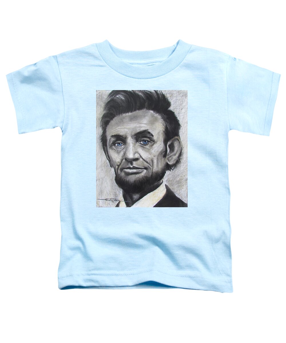 Abraham Lincoln Toddler T-Shirt featuring the drawing Abraham Lincoln by Eric Dee