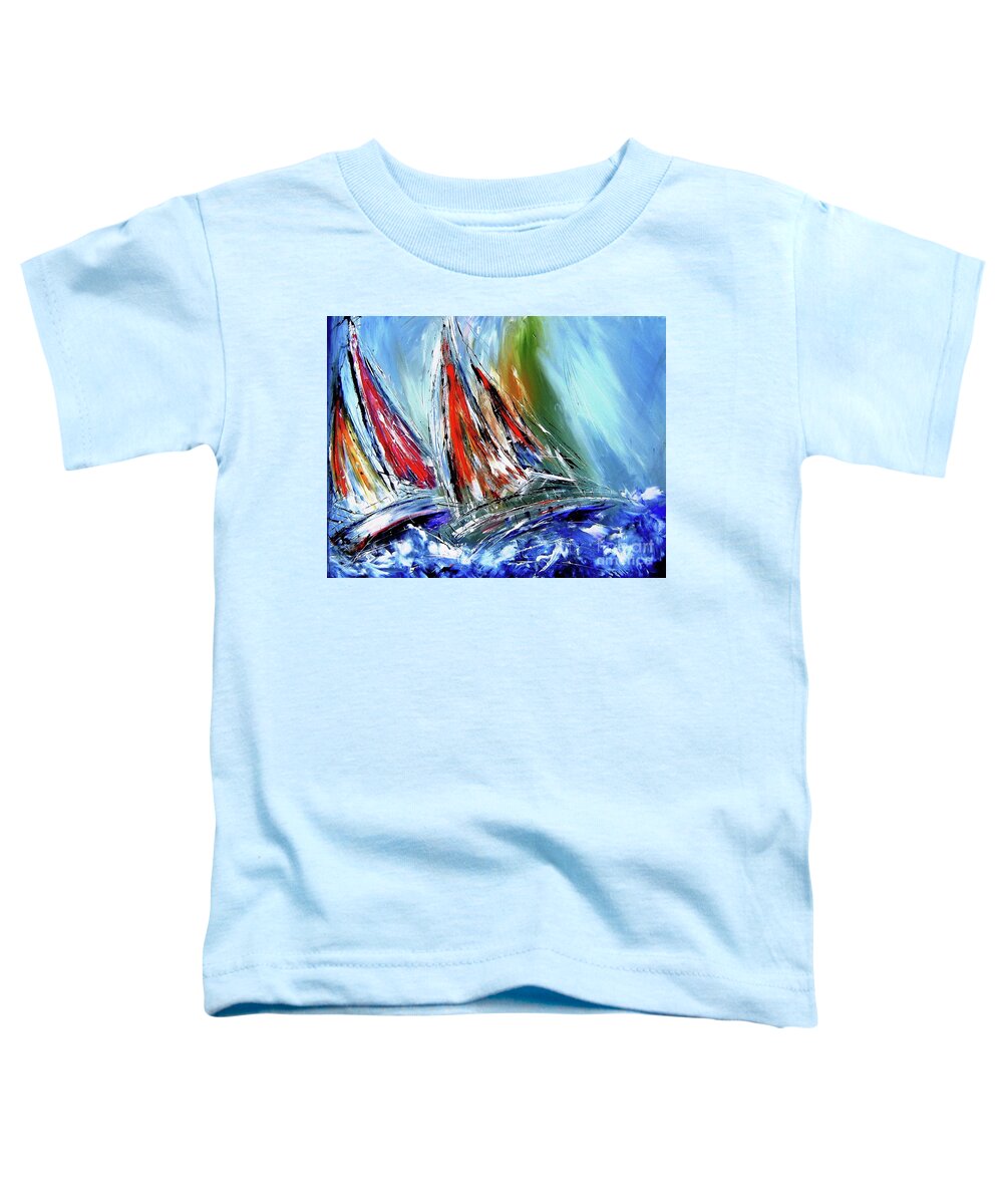 Abstract Art Toddler T-Shirt featuring the painting SAILING PAINTINGS Skillful sailors like stormy seas by Mary Cahalan Lee - aka PIXI