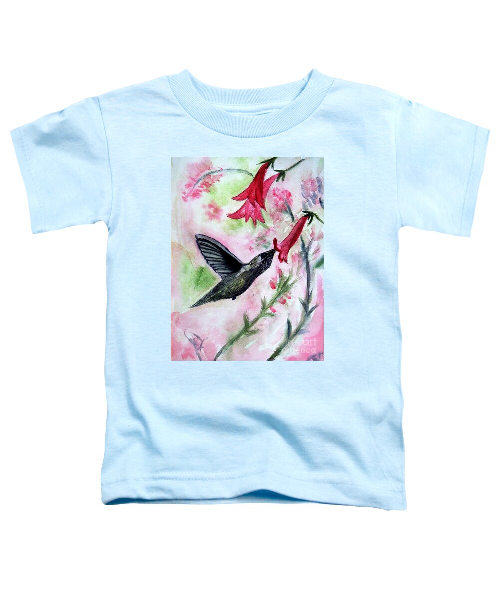 Animal Toddler T-Shirt featuring the painting Angies Humming Bird by Donna Walsh