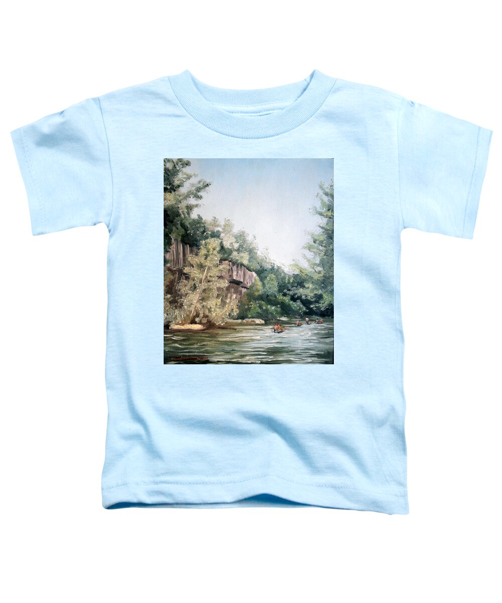Art Toddler T-Shirt featuring the painting Annual Float Trip by Carolyn Coffey Wallace