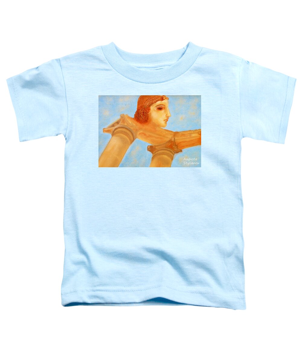 Augusta Stylianou Toddler T-Shirt featuring the painting Apollo Hylates by Augusta Stylianou
