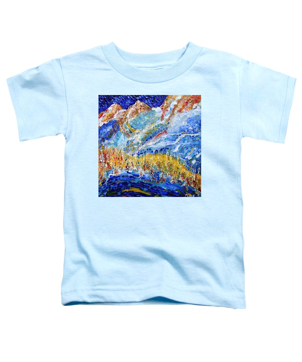 Argentiere Toddler T-Shirt featuring the painting Argentiere Near Chamonix Ski Scene by Pete Caswell