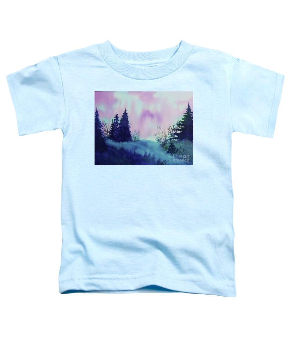 Aurora Toddler T-Shirt featuring the painting Aurora Borealis I by Ellen Levinson