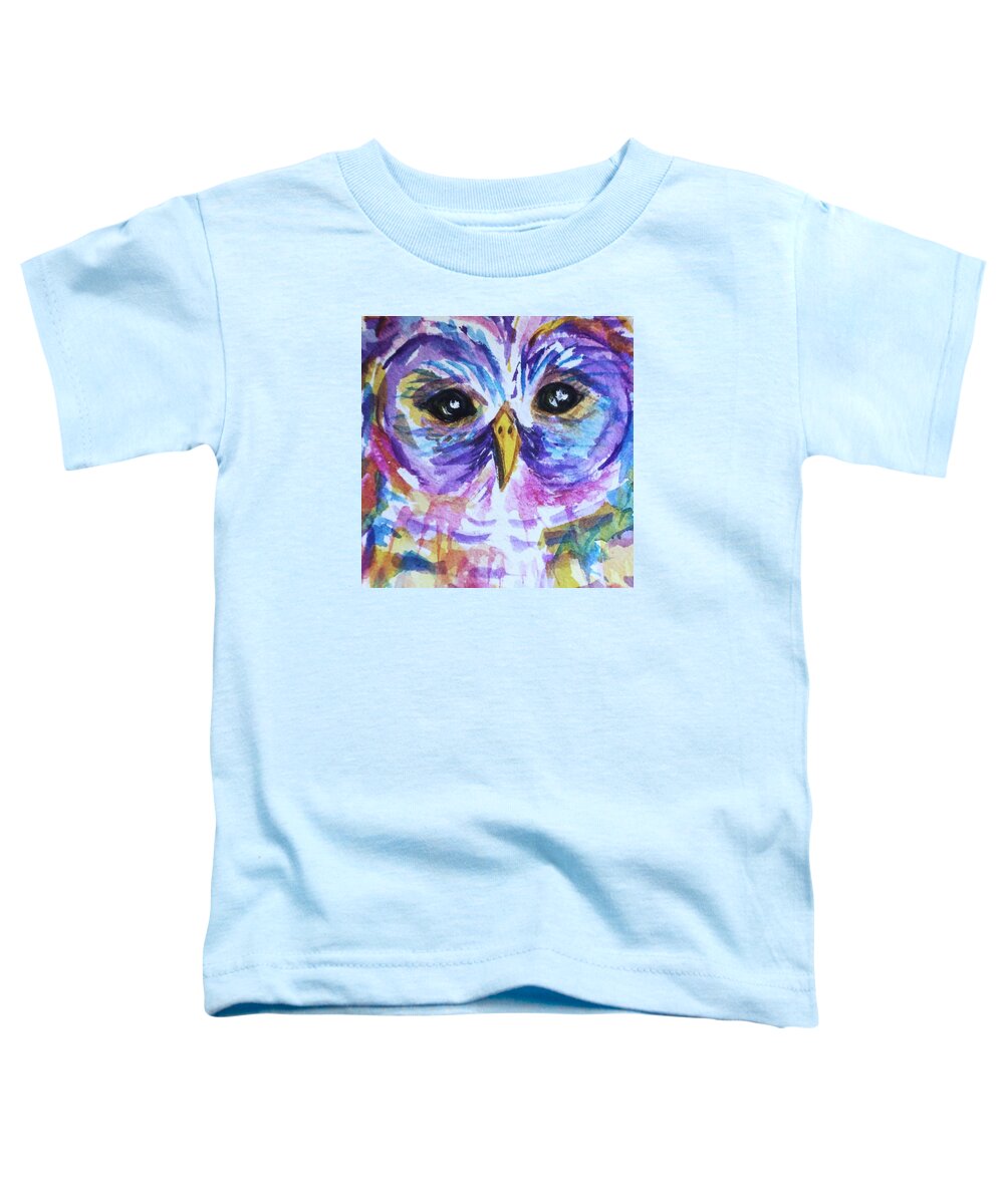 Barred Owl Toddler T-Shirt featuring the painting Barred Owl - Square Format by Ellen Levinson