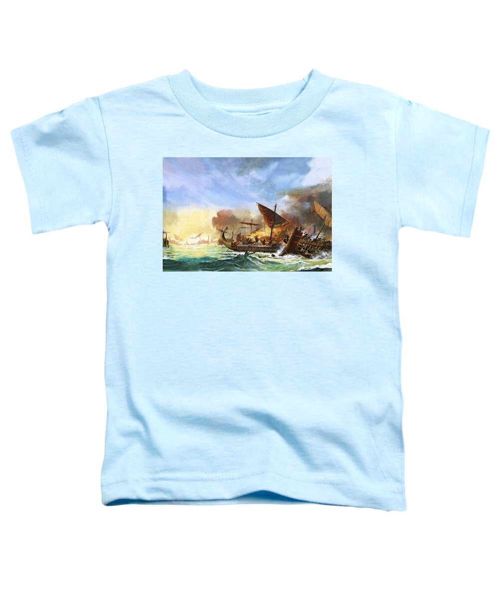 Persia Toddler T-Shirt featuring the painting Battle Of Salamis by Andrew Howat